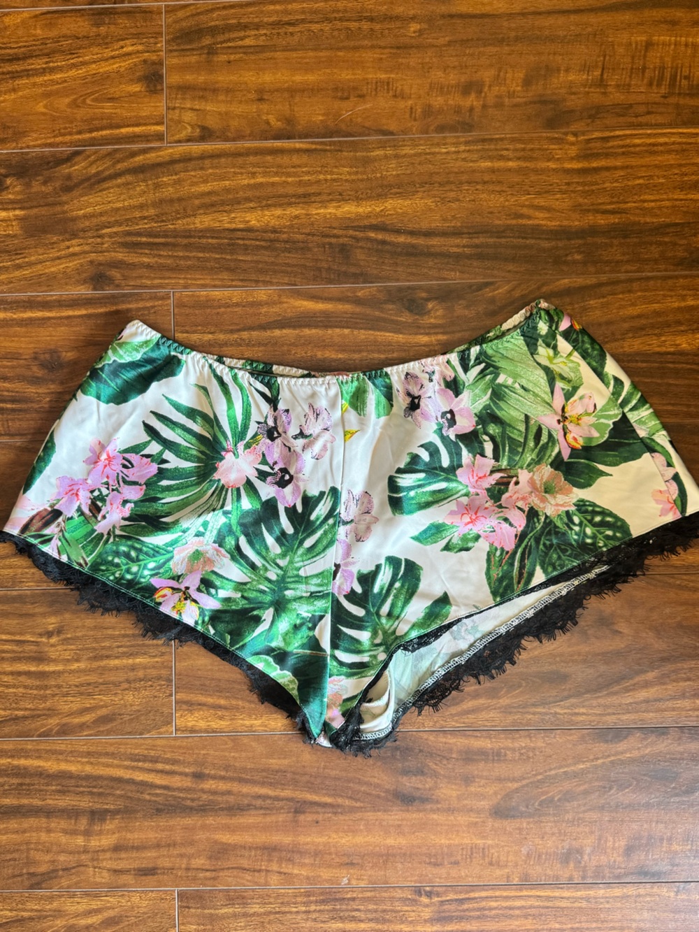 Victoria's Secret Tropical Floral Shorts - Green, Pink & Black